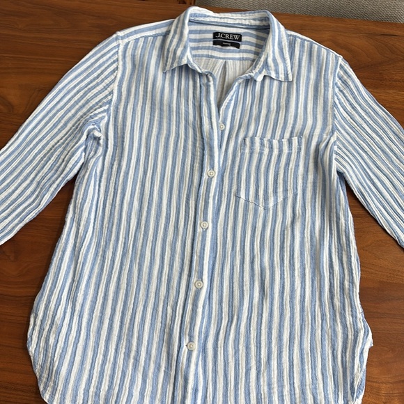 J. Crew Classic-fit soft gauze shirt in stripe Size 8 - Picture 2 of 8